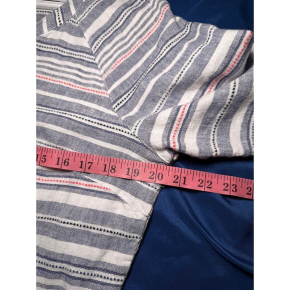 Christopher & Banks striped button down linen shirt womens medium coastal beachy - Picture 5 of 6